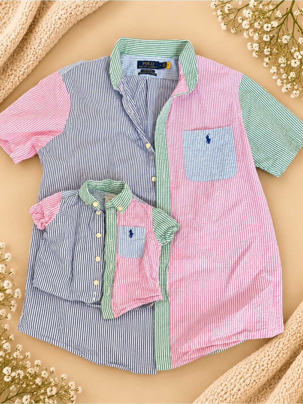 Polo by Ralph Lauren Father and Son Multi-Color Seersucker Button-Down Shirt